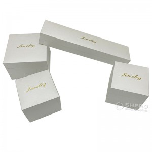Boîte à bijoux en bois blanc avec Logo personnalisé de haute qualité, boîte d'emballage de bijoux recouverte de cuir et de velours
