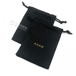ขายส่งที่กำหนดเองขนาดเล็กฝุ่นผ้าไหมผ้าซาตินกระเป๋าเครื่องประดับสีดำ Drawstring ซาตินกระเป๋าเครื่องประดับที่มีการพิมพ์โลโก้