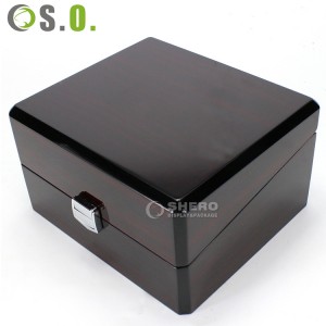 High-end Best Quality Wooden Leather Watch Box With Lock Flip Watch Storage Boxes