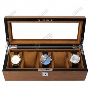 Hộp đựng đồng hồ bằng gỗ chất lượng cao có khóa Đồng hồ bằng gỗ và hộp đựng nắp thủy tinh