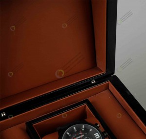 Caixa de relógio inteligente de luxo de alta qualidade, armazenamento de embalagem, logotipo personalizado único, caixa de relógio de madeira brilhante de luxo e com acessórios