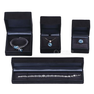 Joyero de terciopelo negro de alta calidad para pendientes colgantes de anillo