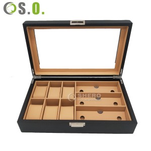 Custodia per gioielli in legno con logo personalizzato Custodia per scatole in pelle PU Custodia magnetica per orologi creativa in legno