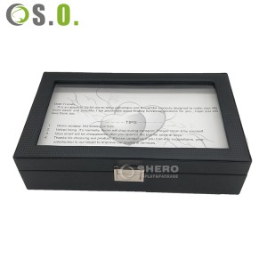 Custom logo 6 12 slots luxury pu leather gift packaging watch storage box black single watch case band strap display box