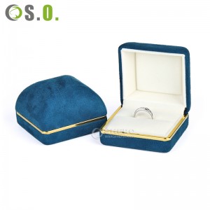 High Quality Velvet Ring Pendant Box Jewelry with Gold Edge Customized Suede Insert Jewellery Packaging Box