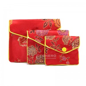 Handmade Custom Jewelry Silk Purse Pouch Gift Bags Chinese Brocade Jewelry Pouch Bags With Zipper