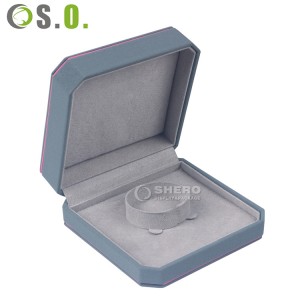 Wholesale high quality custom square black packaging gift velvet ring jewelry box