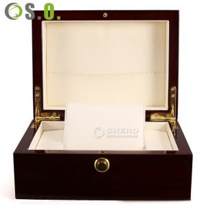 Custom Logo Fashionable Luxury Single Wood Lacquered Couple Watch Box Gift Storage Display Case