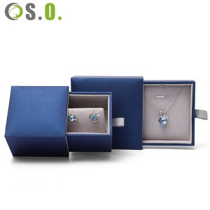 Bolsa de regalo de joyería de cartón con logotipo personalizado, caja de dibujo para collar, cajón deslizante, caja de papel con espuma negra para embalaje de joyería