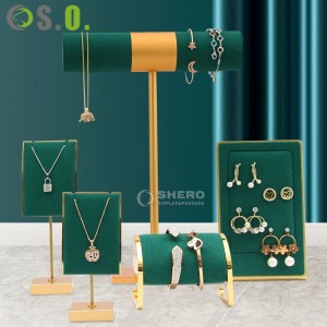 Gold Wood Base 1 Bar Suede PU Leather Jewelry Bracelet Bangle Watch Chain Display Holder Rack