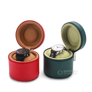 Caixa de relógios de armazenamento de embalagem de presente único personalizado para homens viagem portátil caixa de relógio de couro pu de luxo