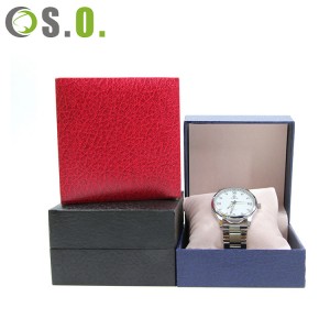 Moda melhor qualidade couro acabado veludo travesseiro caixa de embalagem preto vermelho azul caixas de relógio