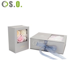 Caja de flores de lujo para mamá para el día de San Valentín, cajas con forma de corazón y flores para mamá con ventana