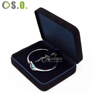 Alta qualidade ferro preto noivado luxo veludo jóias embalagem colar pulseira caixas de anel camurça jóias caixa de presente
