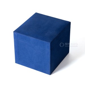 Luxuriöse, elegante blaue Aufbewahrungsbox aus Wildleder-Mikrofaser mit individuellem Logo und Einzelmarken-Uhrenbox mit Wildlederkissen