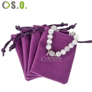 Pochette à bijoux en tissu velours personnalisée, petit sac d'emballage de rangement à cordon avec logo imprimé