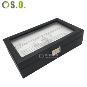 Custom Logo Wooden Jewelry Display PU Leather Boxes Case Magnetic Creative watch storage Wood Watch Box