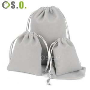 Beg Serut Barang Kemas Logo Tersuai Mewah Microfiber Hadiah Pembungkusan Cincin Subang Beg Barang Kemas