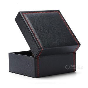 Boîte de montre en cuir PU noir, grand carré de luxe de meilleure qualité, Logo personnalisé et couleur, cadeau