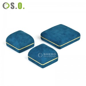 High Quality Velvet Ring Pendant Box Jewelry with Gold Edge Customized Suede Insert Jewellery Packaging Box