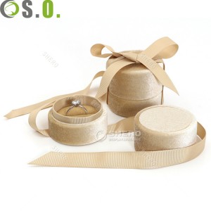 Elegant Mini Velvet Jewelry Box with Round Circle Ribbon Premium Gift Packaging for Rings