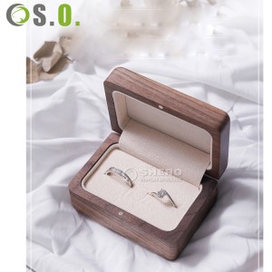 Wooden Double Ring Box Luxury Walnut Wedding Jewelry Storage Box Earring Box