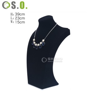 Black velvet necklace pendant chain jewellery Bust Display stand Black velvet Jewelry holder