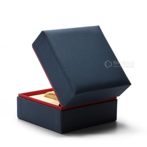 Hoogwaardige lederen draagbare kussenhorloge-displaydoos met rand luxe horloge plastic doos