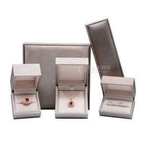 Set di scatole per anelli di gioielli con orecchini in pelle pu regalo di lusso nero di nuovo design
