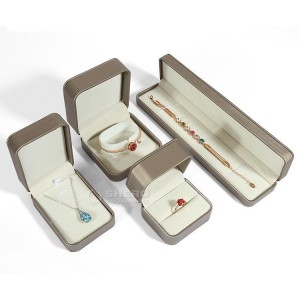 Caixa de anel de joias de couro PU escovado para presente de luxo por atacado Caixas de embalagem de pulseira