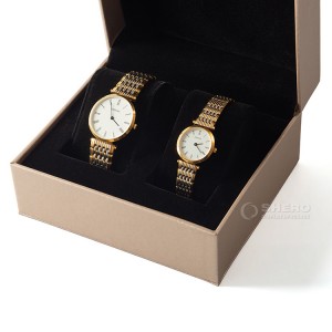 Hochwertiges Uhrengehäuse, hochwertige Armband-Paketbox, schwarze Uhren-Aufbewahrungsbox aus Holz für doppelte 2 Uhren
