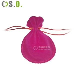 Aangepast logo bedrukt roze katoenen linnen cadeau-sieradenzakje Kleine katoenen trekkoord-sieradenverpakkingszak