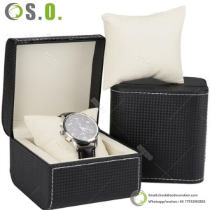 Caja de reloj de cuero de gama alta con el logotipo de Csutom de la almohada Caja de empaquetado del reloj de lujo