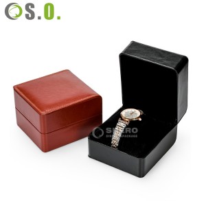 Boîte de montre de cadeau de stockage en cuir d'unité centrale de caisse d'emballage des hommes de montre de logo fait sur commande de luxe