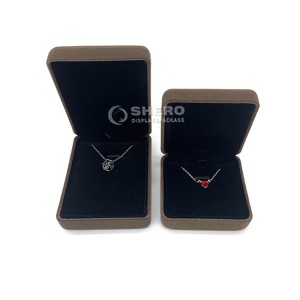 Wholesale ring necklace velvet jewelry box set metal custom black jewelry packaging box