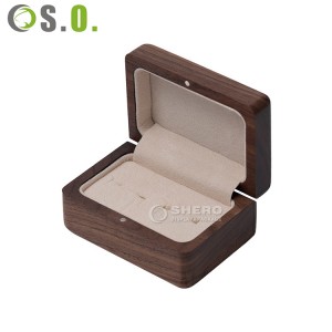 Wooden Double Ring Box Luxury Walnut Wedding Jewelry Storage Box Earring Box