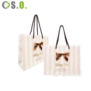 Wholesale Custom Logo Cardboard Packaging White Black Luxury Gift Shopping Jewelry Paper Bag With Handles