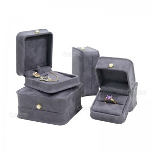 Wholesale Navy Suede Jewelry Packaging Wedding Ring Boxes Jewelry Boxes