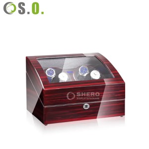 Enrollador de reloj unisex de madera Enrolladores de rotación con luz ambiental LED Caja de pino con motor silencioso de lujo con cerradura
