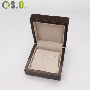 Penjualan Terbaik Kotak Perhiasan Kayu Mewah Emas Desain Kustom Dalam Beludru Kemasan Kotak Kayu