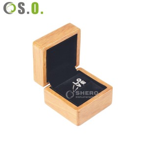 Scatola per braccialetti con ciondolo elegante per gioielli di lusso con logo personalizzato Scatola per anelli in legno con interno nero per gioielli