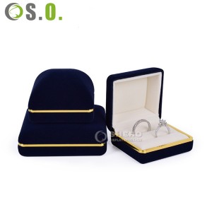 Custom Logo Size Jewelry Packaging Box With Gold Edge Luxury Velvet Jewellery Box