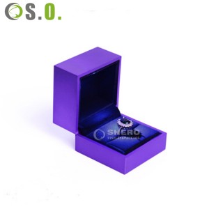 Custom Logo Black Engagement Ring Pendant Earring Box With Led Light