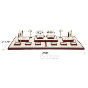 Wholesale Bangle Tray Ring Earrings Customization Luxury Pu Leather Jewelry Displays Stand Sets