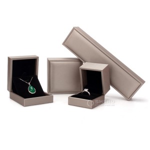 Kemasan Perhiasan Kulit Disikat Mewah Logo Kustom Kotak Kemasan Perhiasan Kalung Cincin