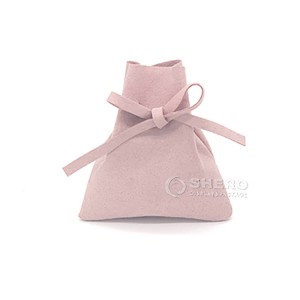 Bolsas de embalaje de joyería de gamuza de microfibra rosa beige personalizadas al por mayor Bolsas de joyería de regalo con cordón con logotipo