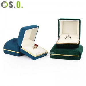 High Quality Velvet Ring Pendant Box Jewelry with Gold Edge Customized Suede Insert Jewellery Packaging Box