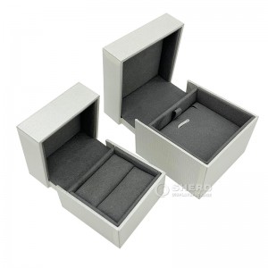 Boîte à bijoux en bois blanc avec Logo personnalisé de haute qualité, boîte d'emballage de bijoux recouverte de cuir et de velours