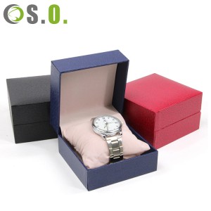 Mode meilleure qualité cuir fini velours oreiller montre boîte d'emballage noir rouge bleu boîtes de montre