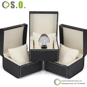 Caixa de relógio de couro do revestimento da parte alta com caixa de empacotamento do relógio luxuoso do logotipo de Csutom do descanso